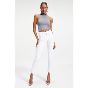 Good American Good Straight Raw Hem Jeans White Size 12/31